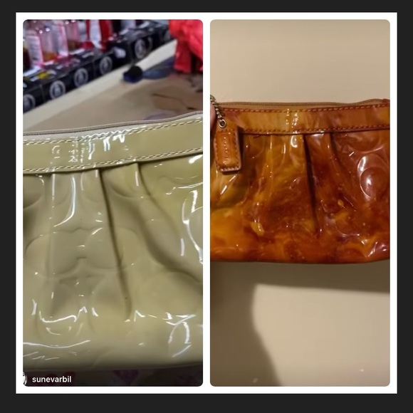 Custom dyed patent leather Coach wristlet - Tortoise shell - Picture 2 of 5